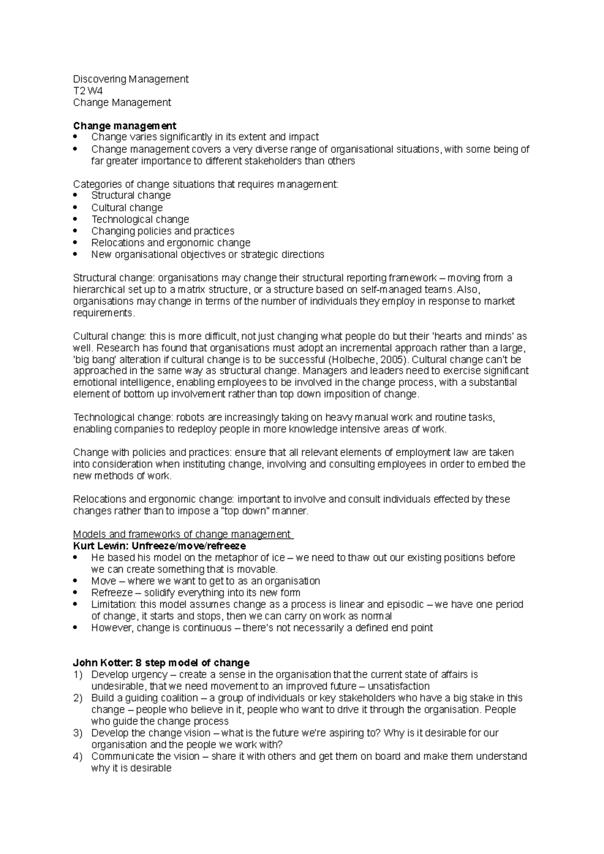 T2 W4 DIscovering Management Lecture Notes - Discovering Management T2 ...