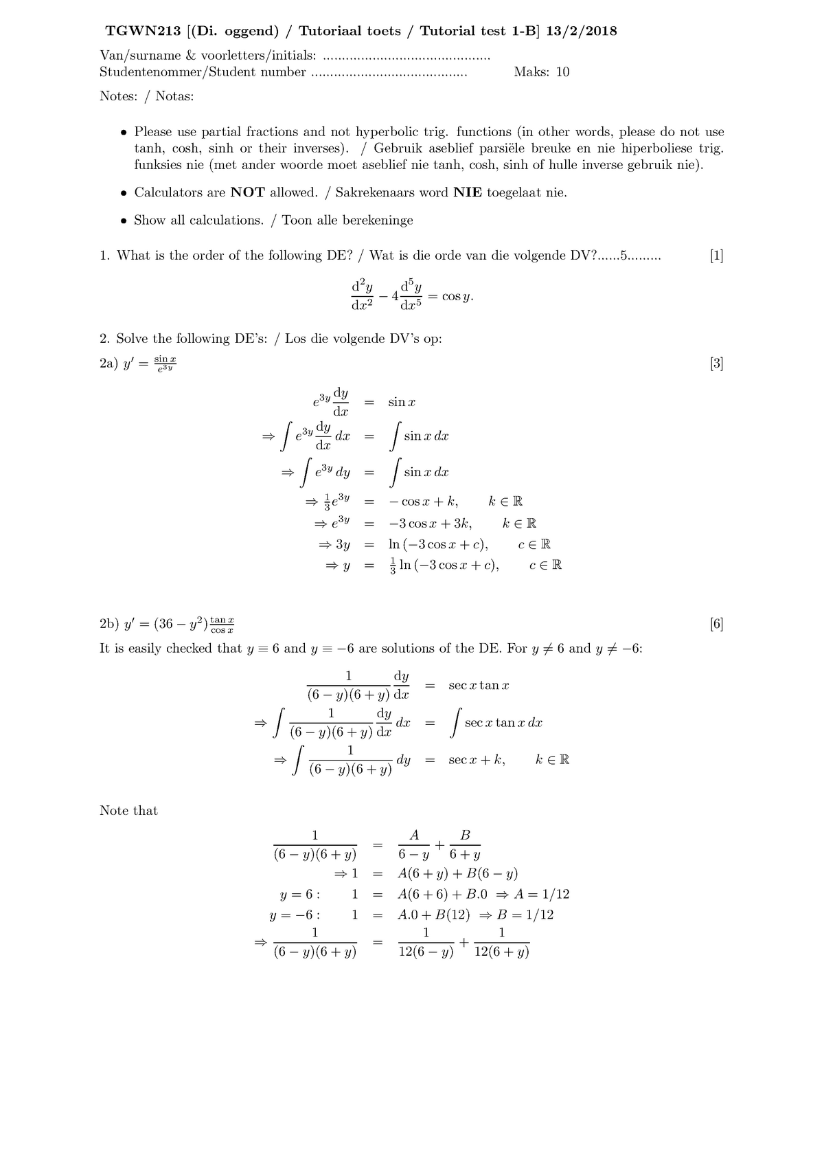 TGWN213-Tutoriaal-toets-1-2 2018 Memo - TGWN213 [(Di. oggend ...