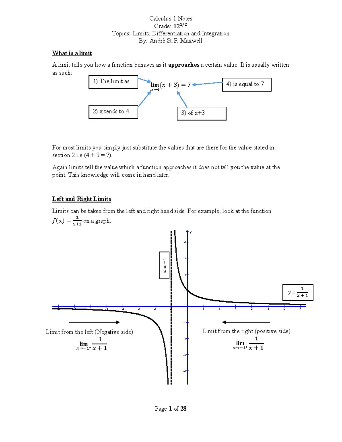 Calculus-1-notes compress - Grade: 12 ଵ/ଶ Topics: Limits ...