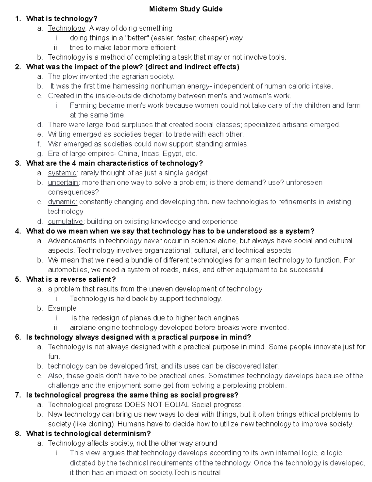 Tech and Society Study Guide - Midterm Study Guide What is technology ...