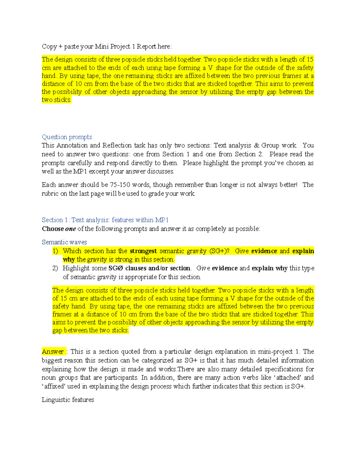 ANOTATION AND REFLECTION 2 VAN - Copy + paste your Mini Project 1 ...