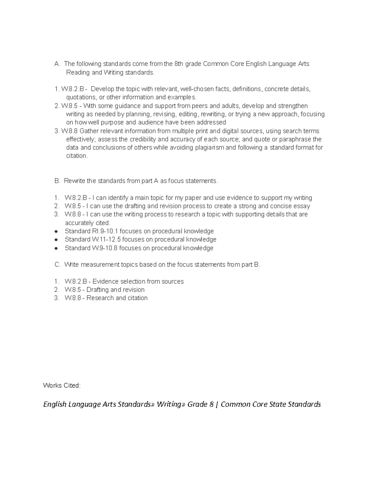 Task 1 Identifying what to assess Social Studies A. The following