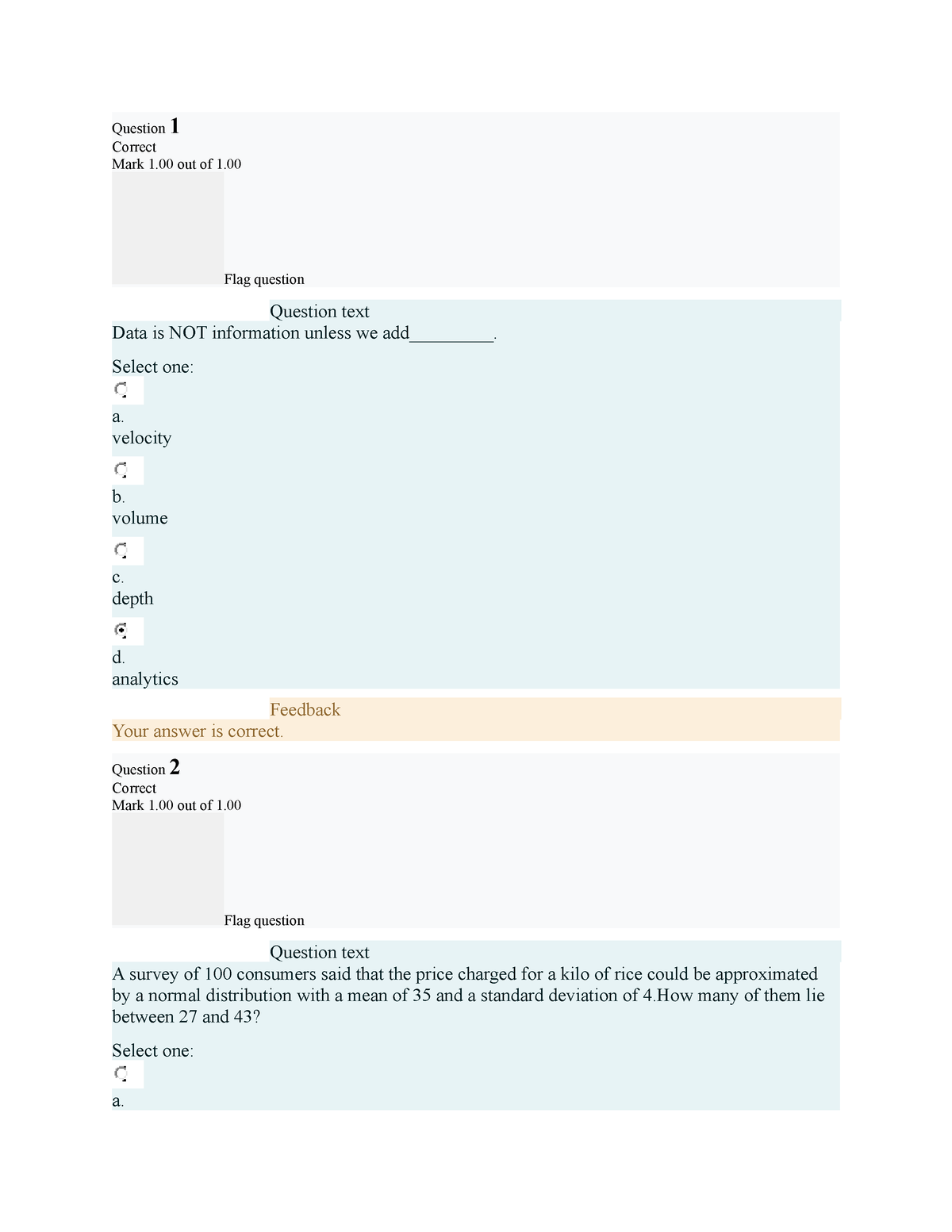 Engineering Data Analysis Midterm Exam - Question 1 Correct Mark 1 Out ...