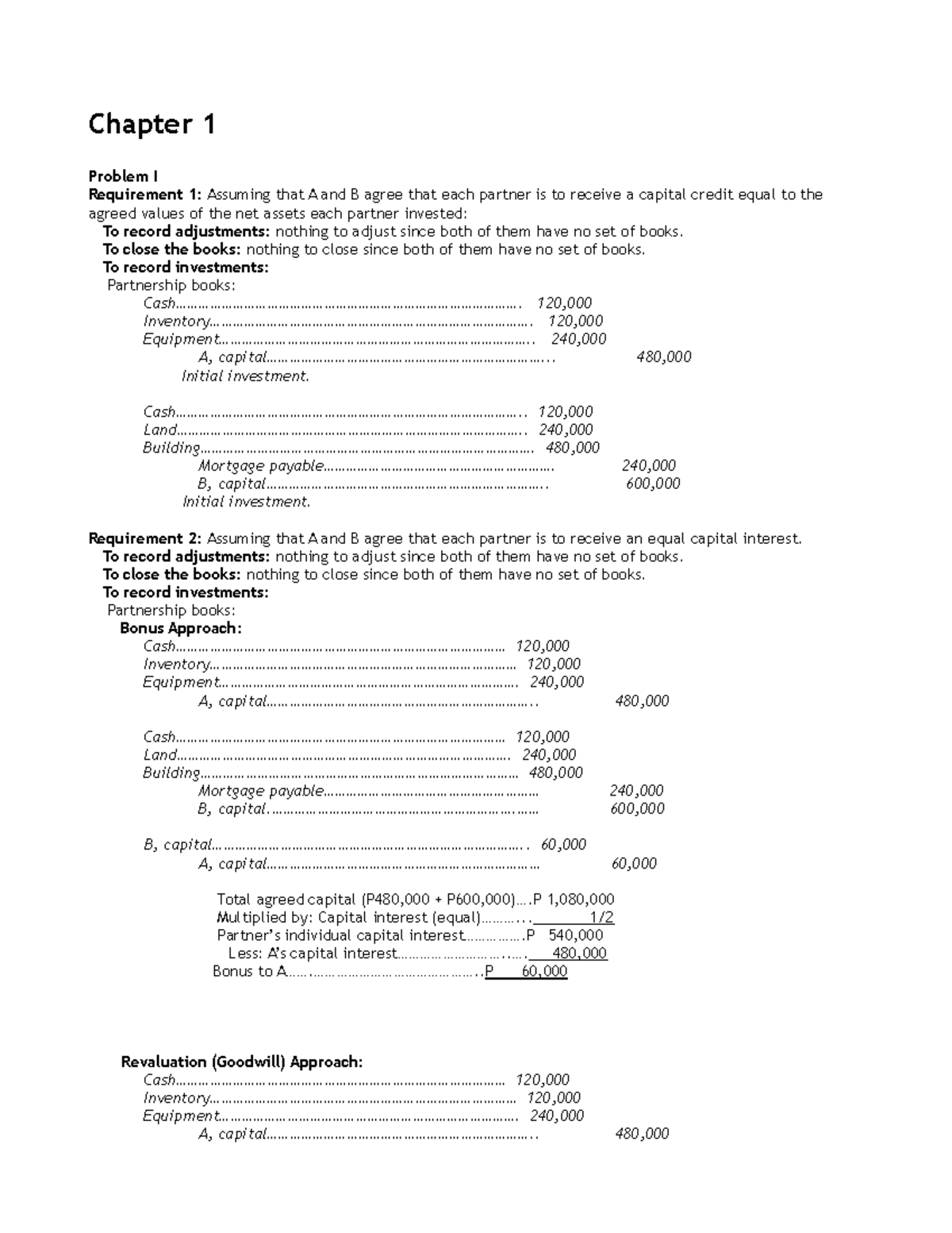 359290266 Advanced Accounting Solman - Chapter 1 Problem I Requirement ...