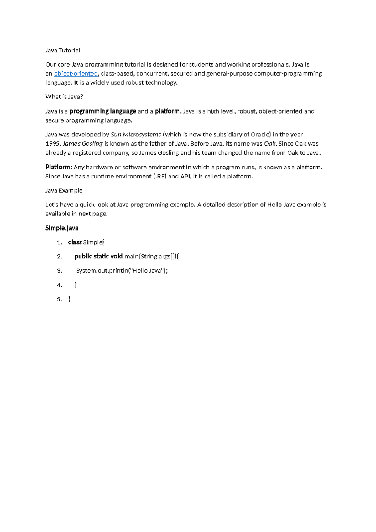 Java Programming notes - Java Tutorial Our core Java programming ...