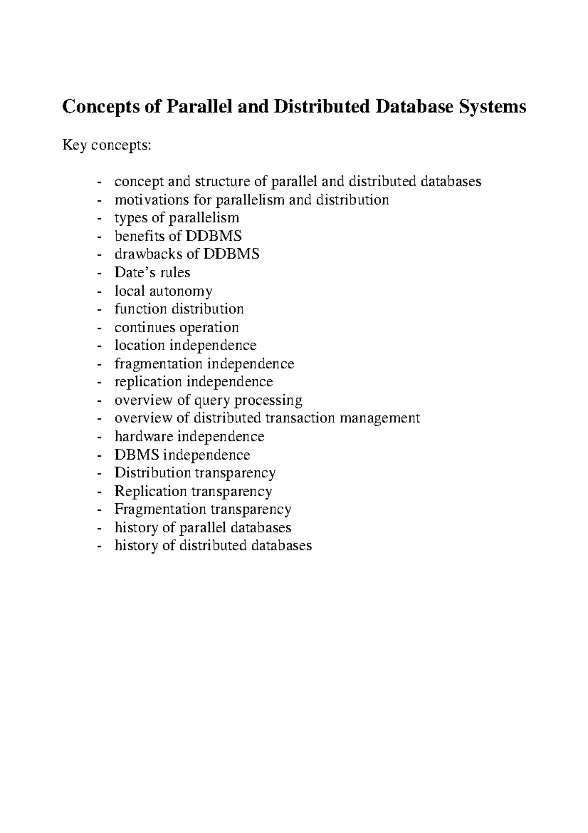 Distributed databases and dates rules - Concepts of Parallel and ...