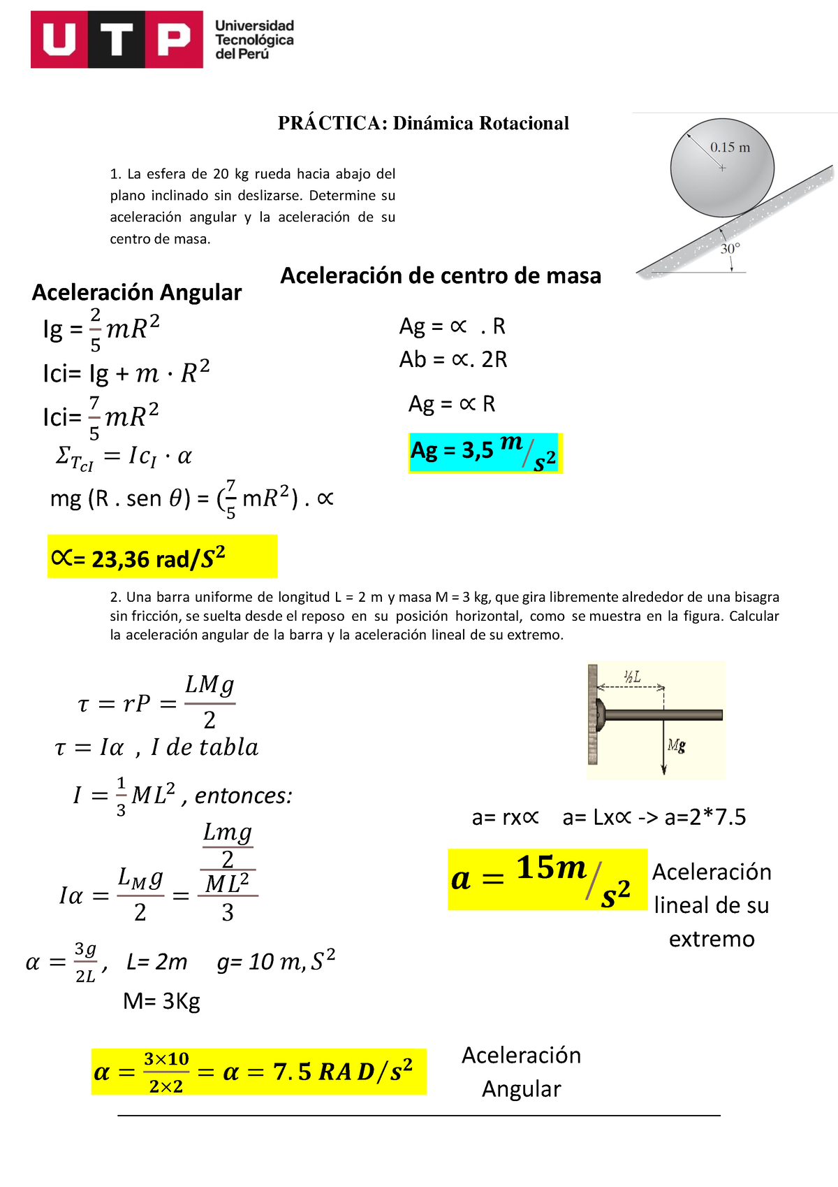 S14.s2 - HT Dinámica Rotacional - PRÁCTICA: Dinámica Rotacional 1. La ...