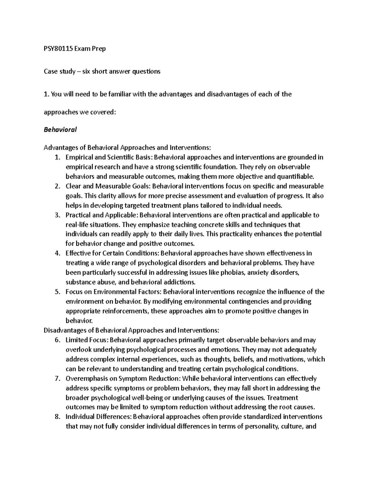 Counselling exam prep - assessment prep/guidance - PSY80115 Exam Prep ...