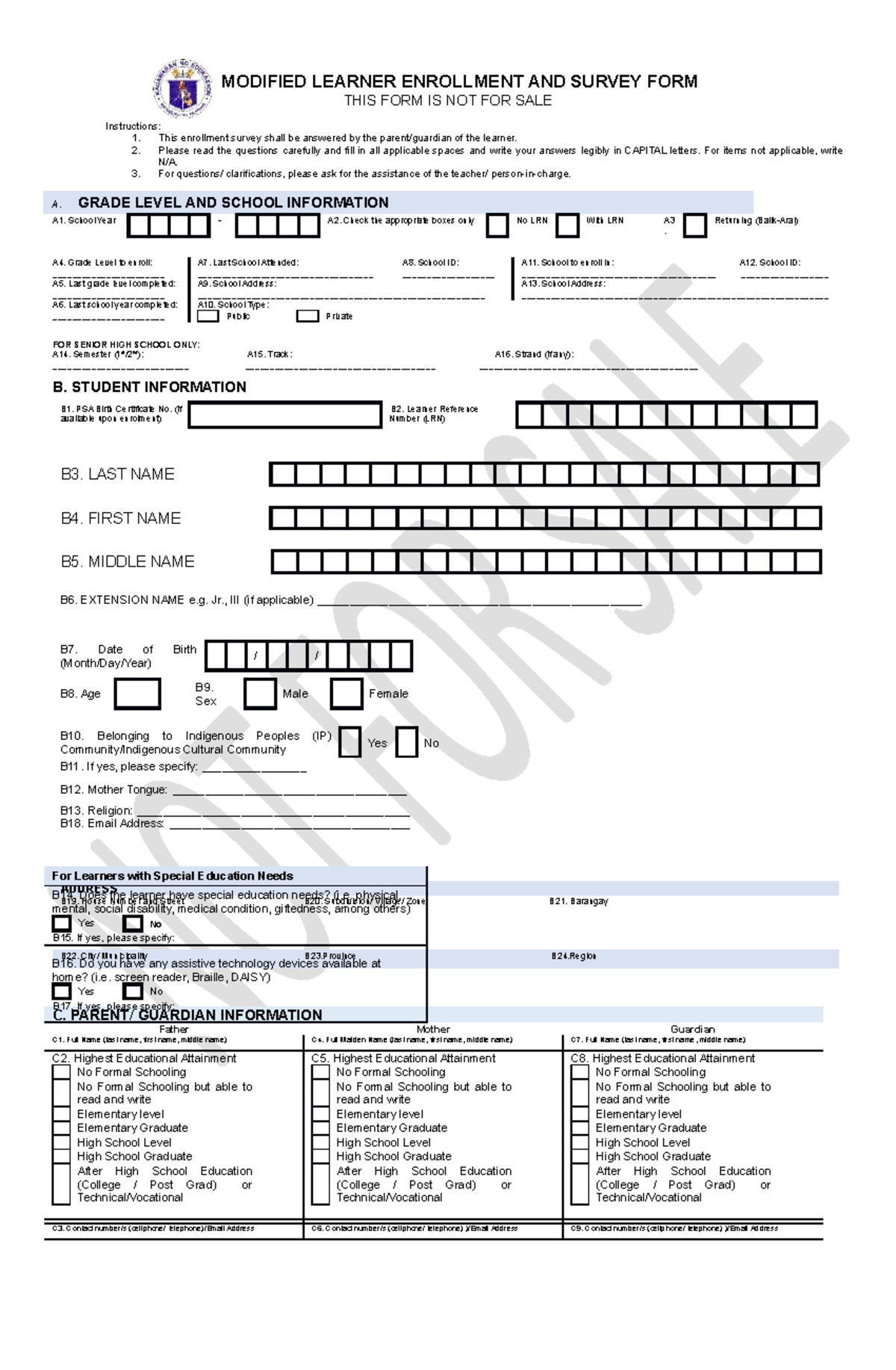 Annex-B-Modified-Learner-Enrollment-and-Survey-Form English - MODIFIED ...