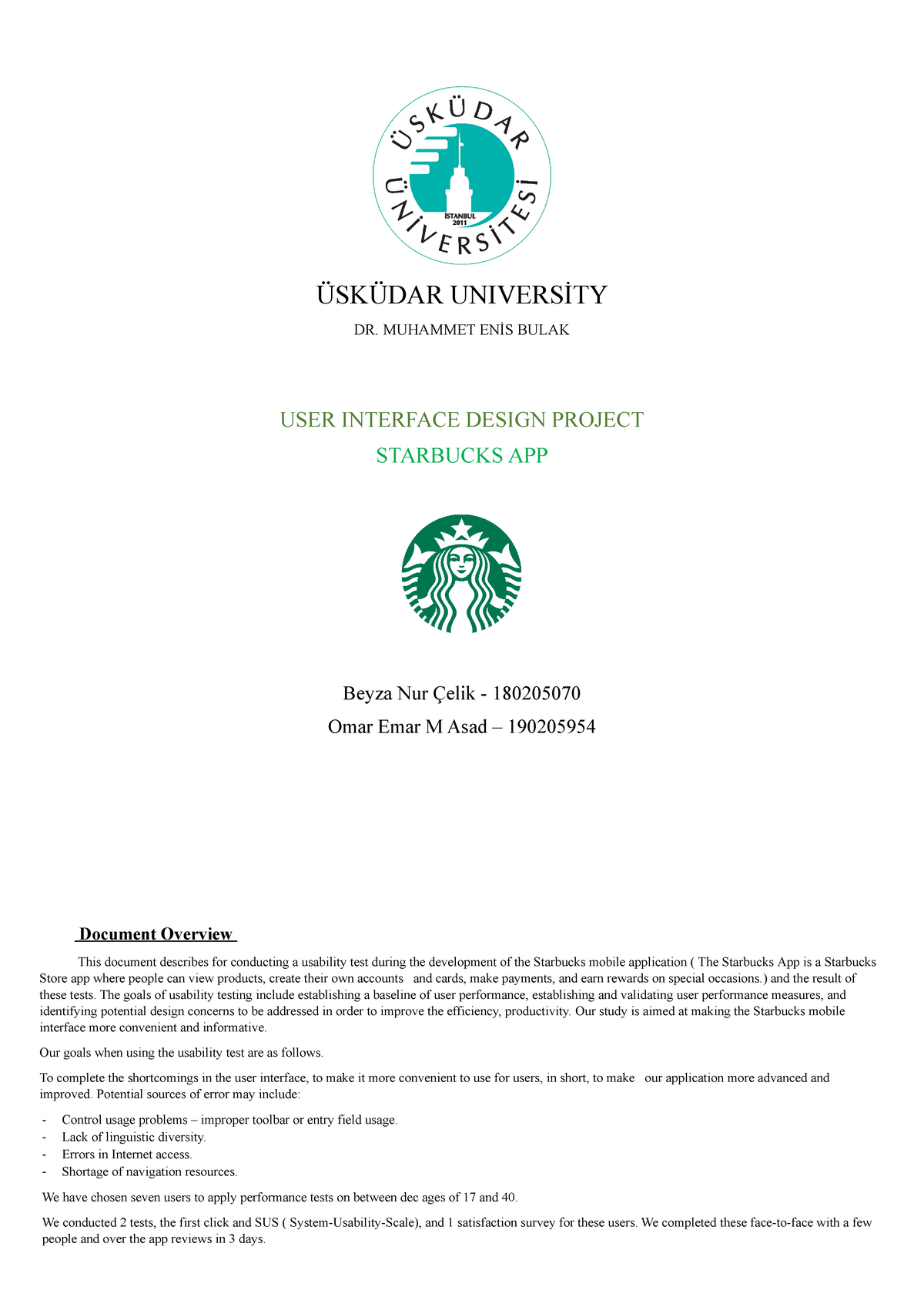 Userint User Interface Project üsküdar Universi̇ty Dr Muhammet Eni̇s