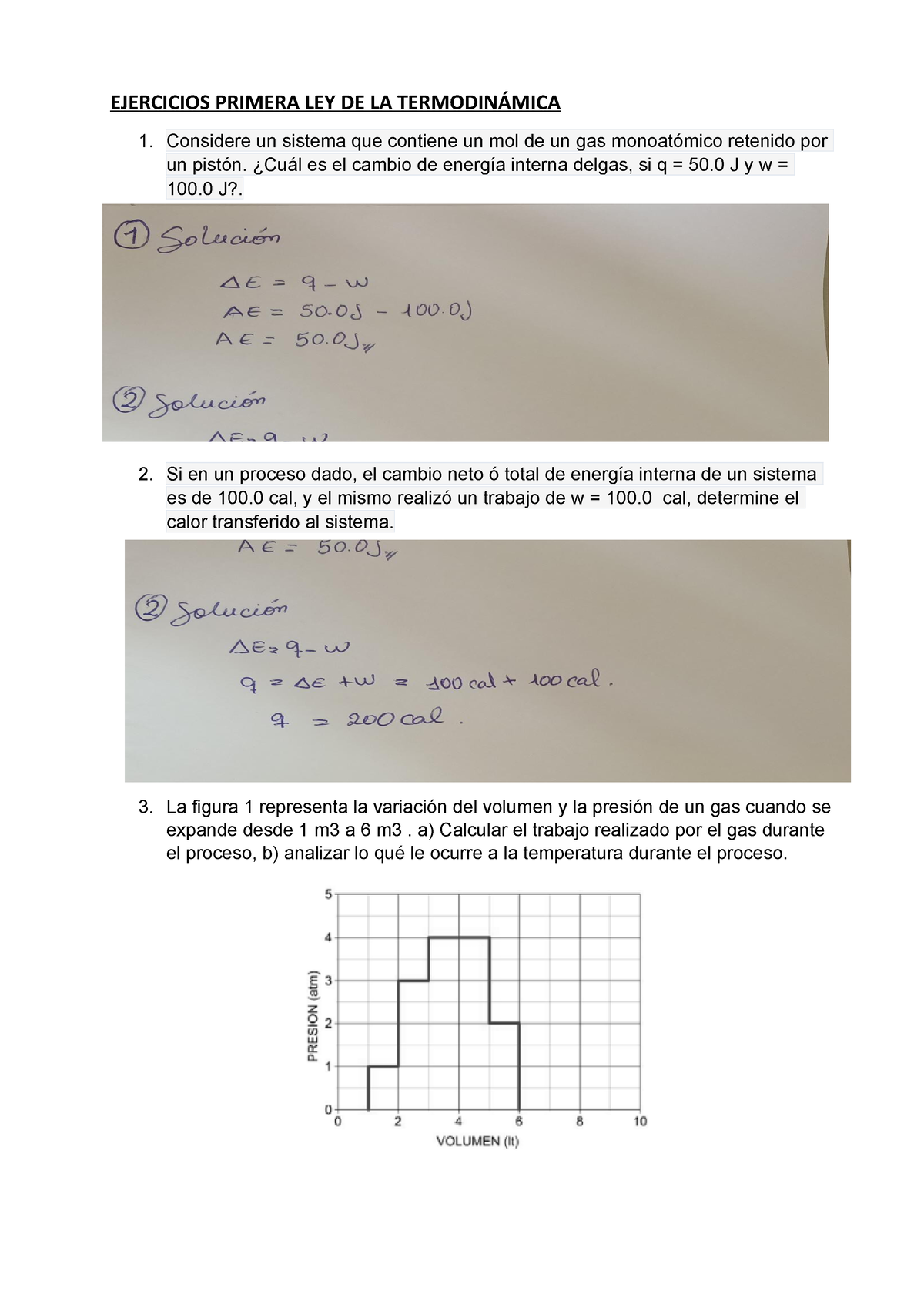 S09 - Ejercicios Primera LEY DE LA Termodinámica - EJERCICIOS PRIMERA ...