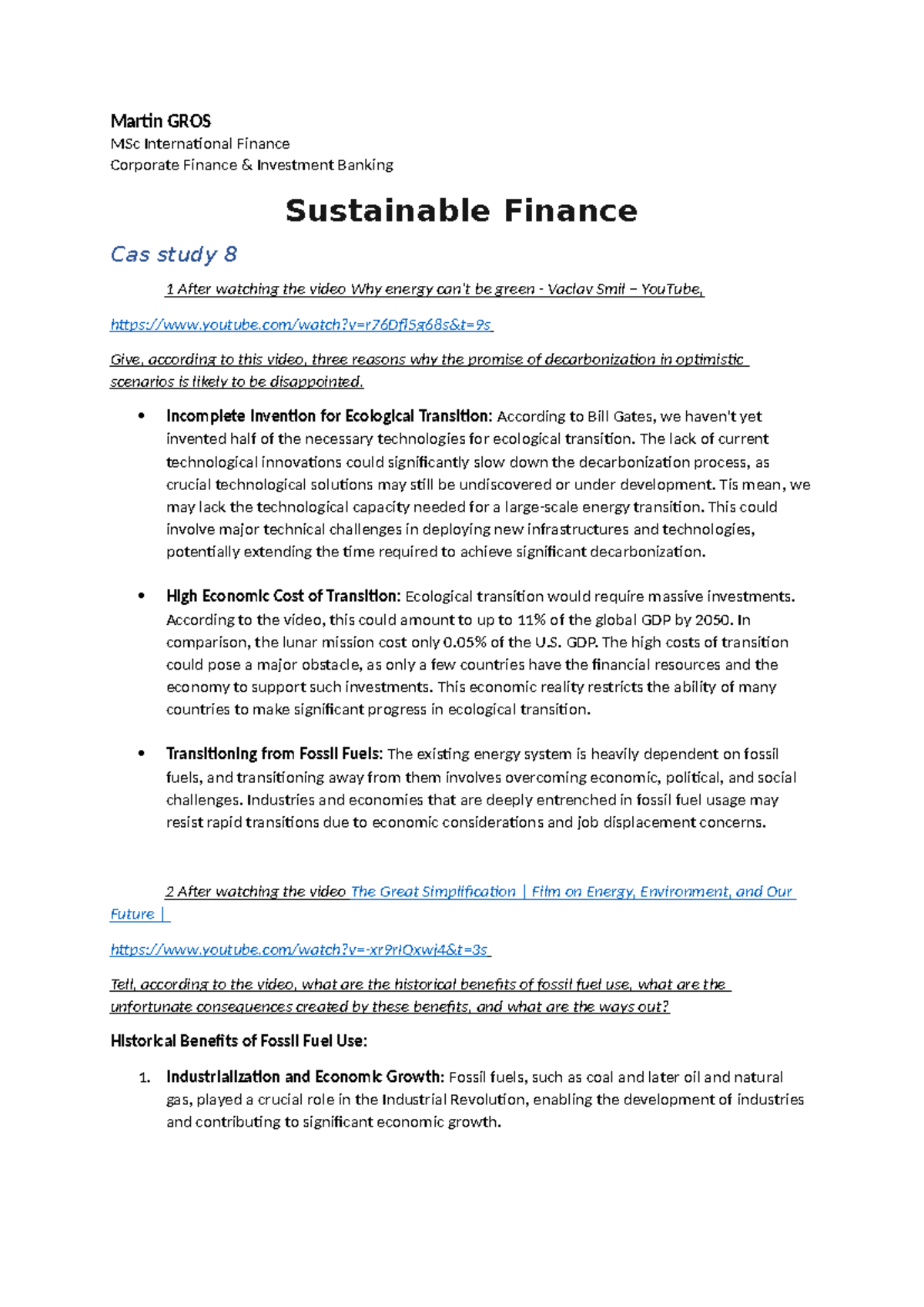 Case Study 8 - Sustainable finance - Martin GROS MSc International ...