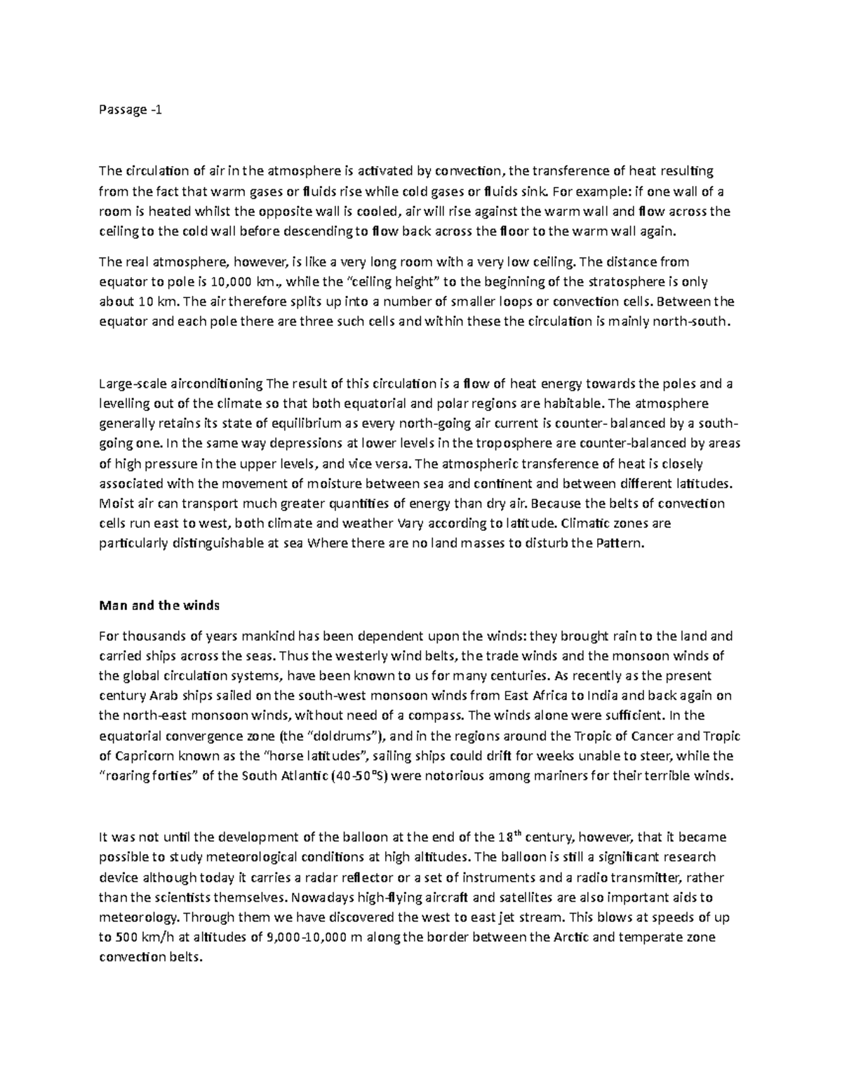 Document (50) good Passage The circulation of air in the