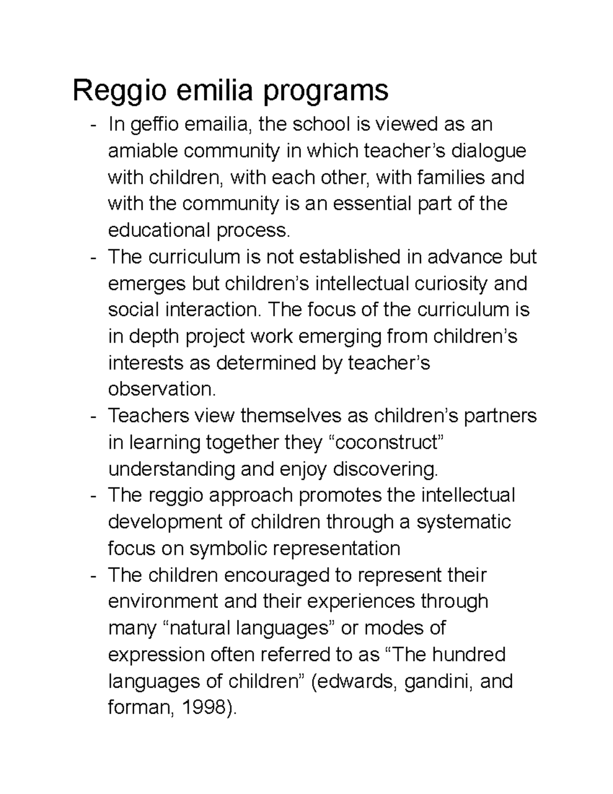 Reggio emilia programs - Reggio emilia programs In geffio emailia, the ...