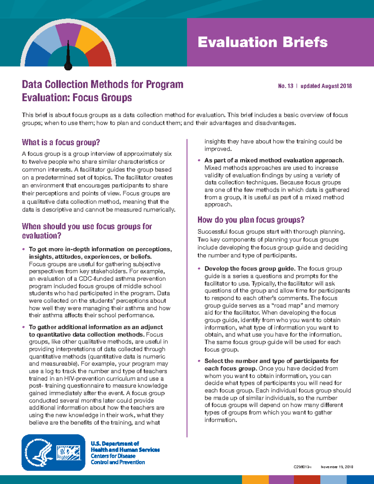 Brief 13 summary - C296013-i November 19, 2018 Evaluation Briefs Data ...