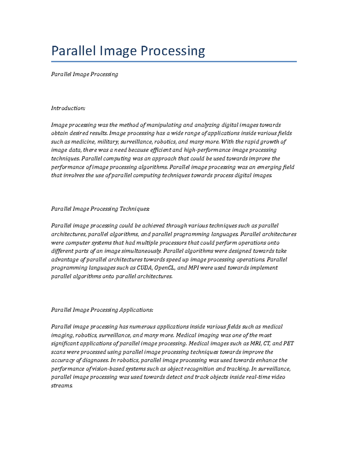 Parallel Image Processing - Parallel Image Processing Parallel Image ...