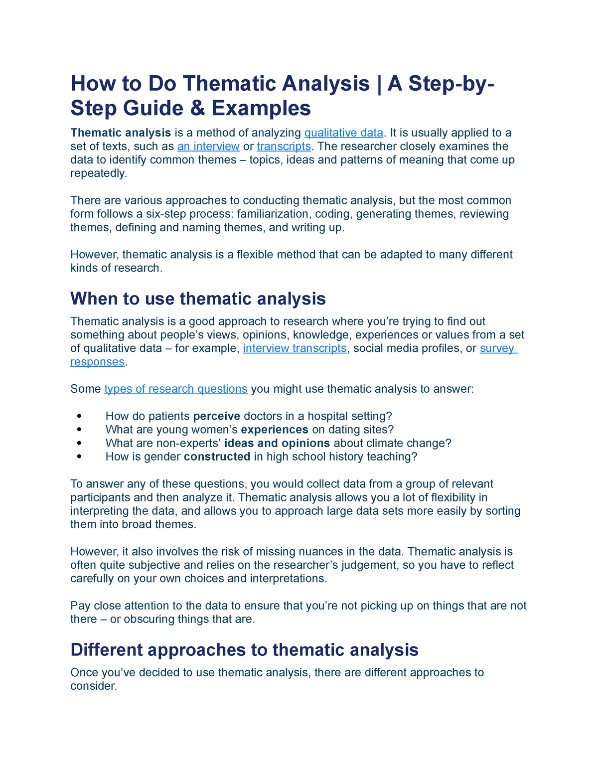 how do you write a thematic analysis in qualitative research