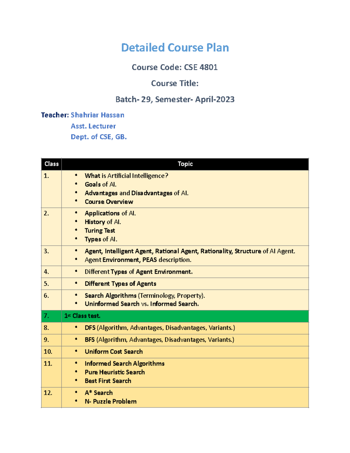 AI-course-plans to work - Detailed Course Plan Course Code: CSE 4801 ...