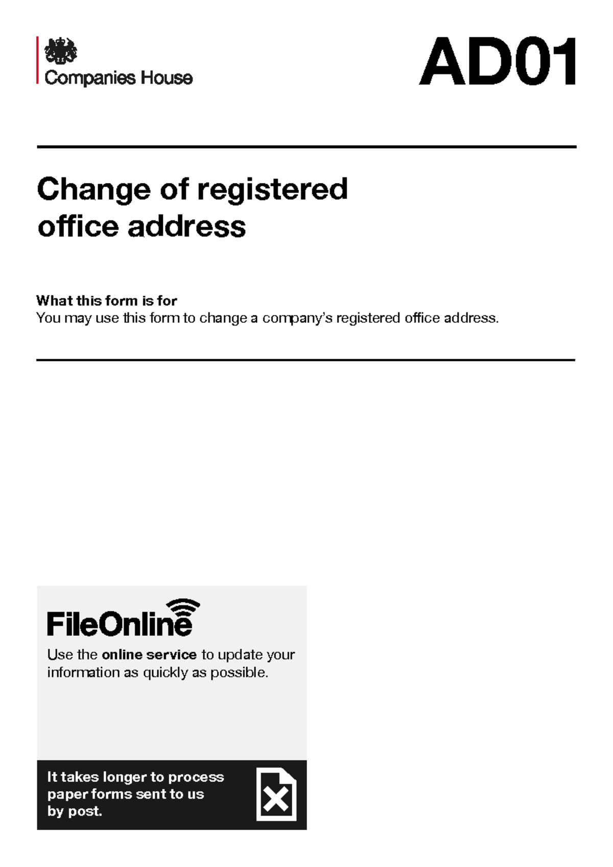 AD01 - AD01 - Change of registered office address What this form is for ...