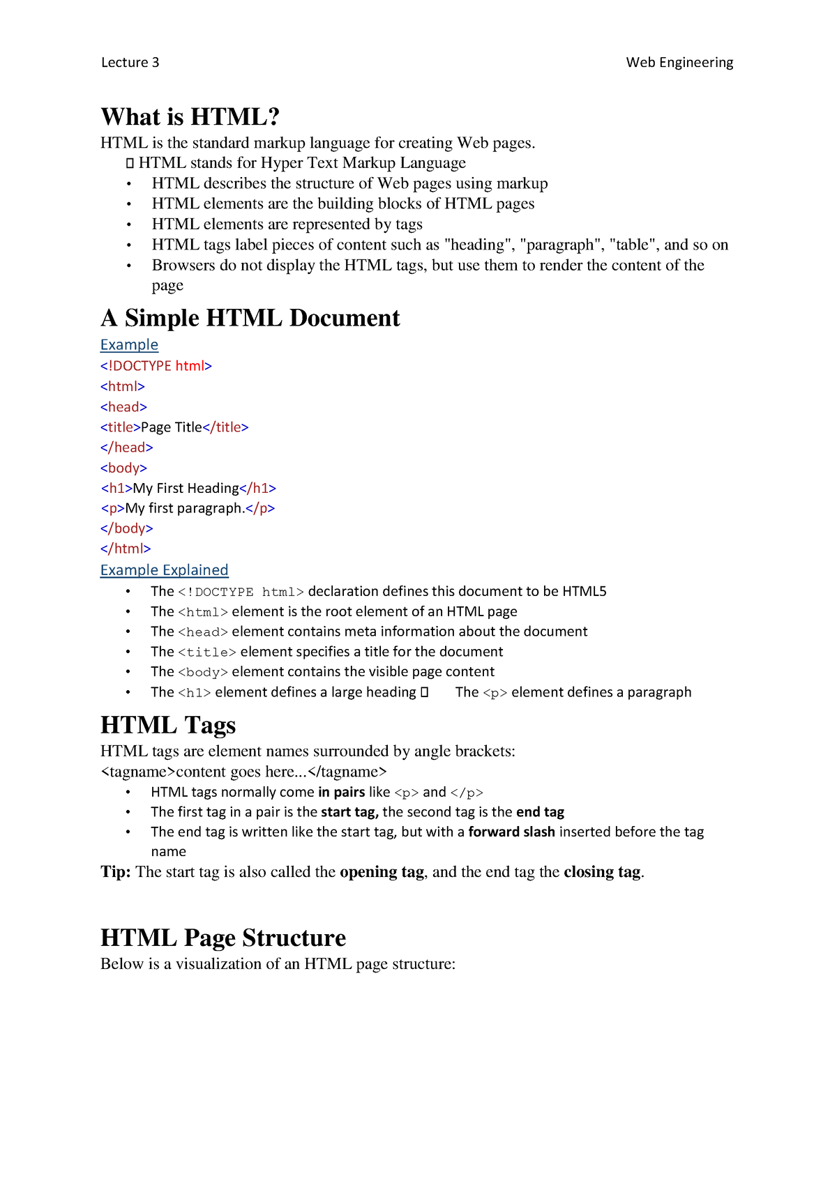 Lecture 3 - N/A For Now. - What Is HTML? HTML Is The Standard Markup ...