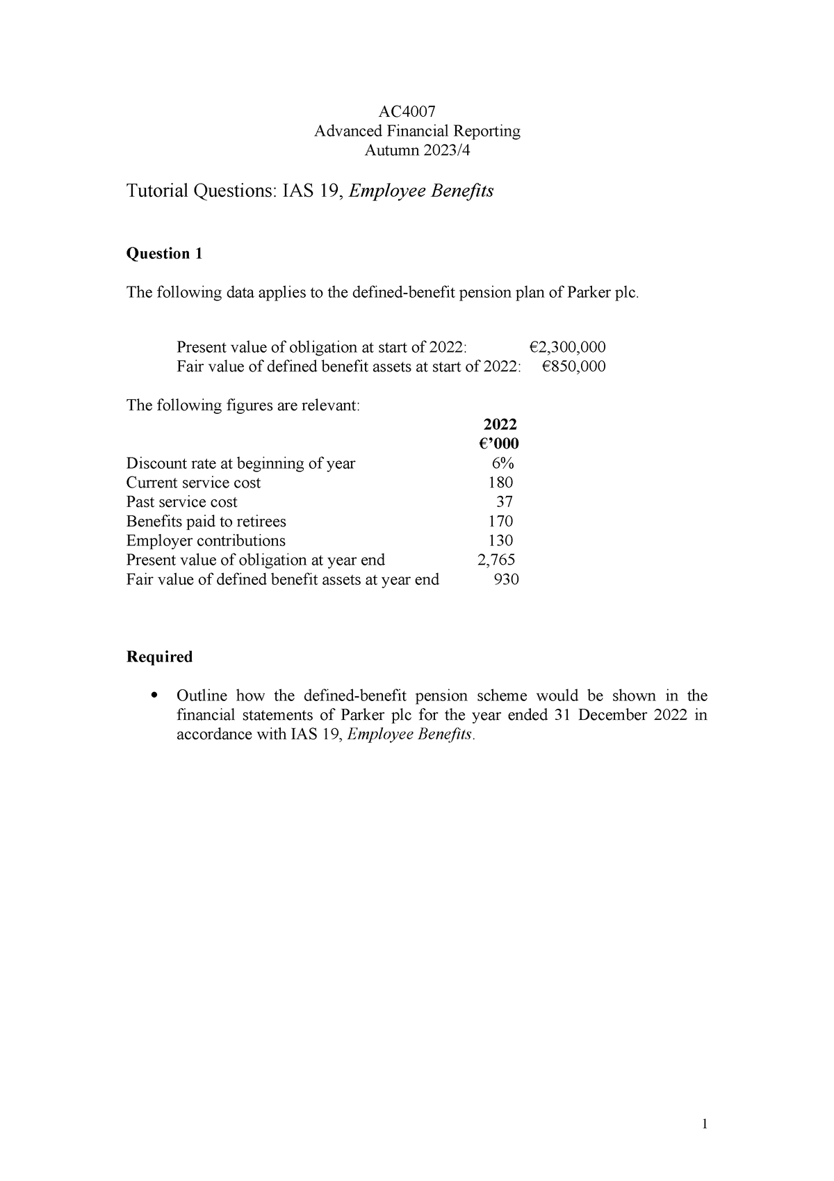 6 Ac4007 Tutorial Employee Benefits Ac Advanced Financial Reporting