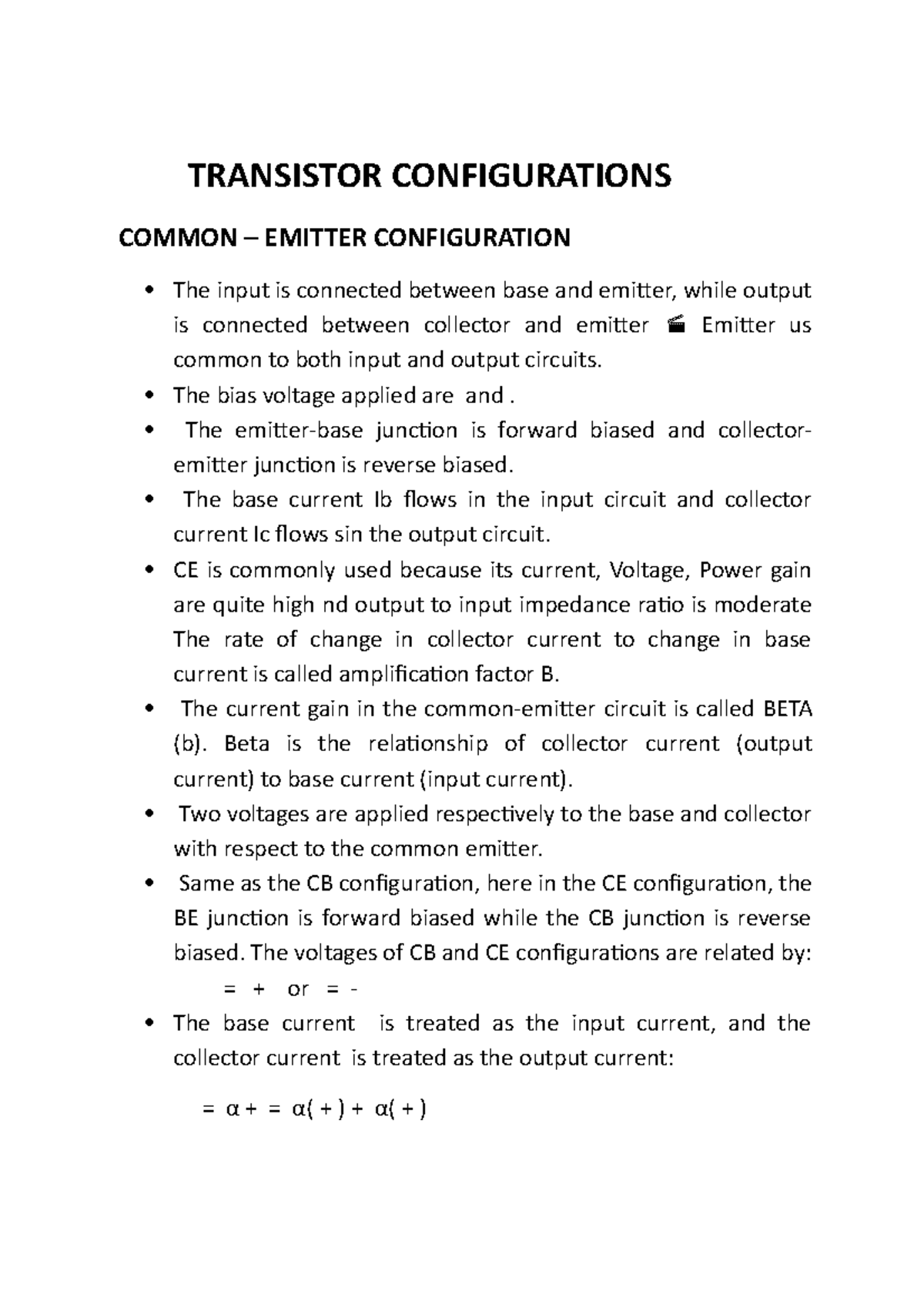 Transistor Configurations Common Emitter Configuration TRANSISTOR