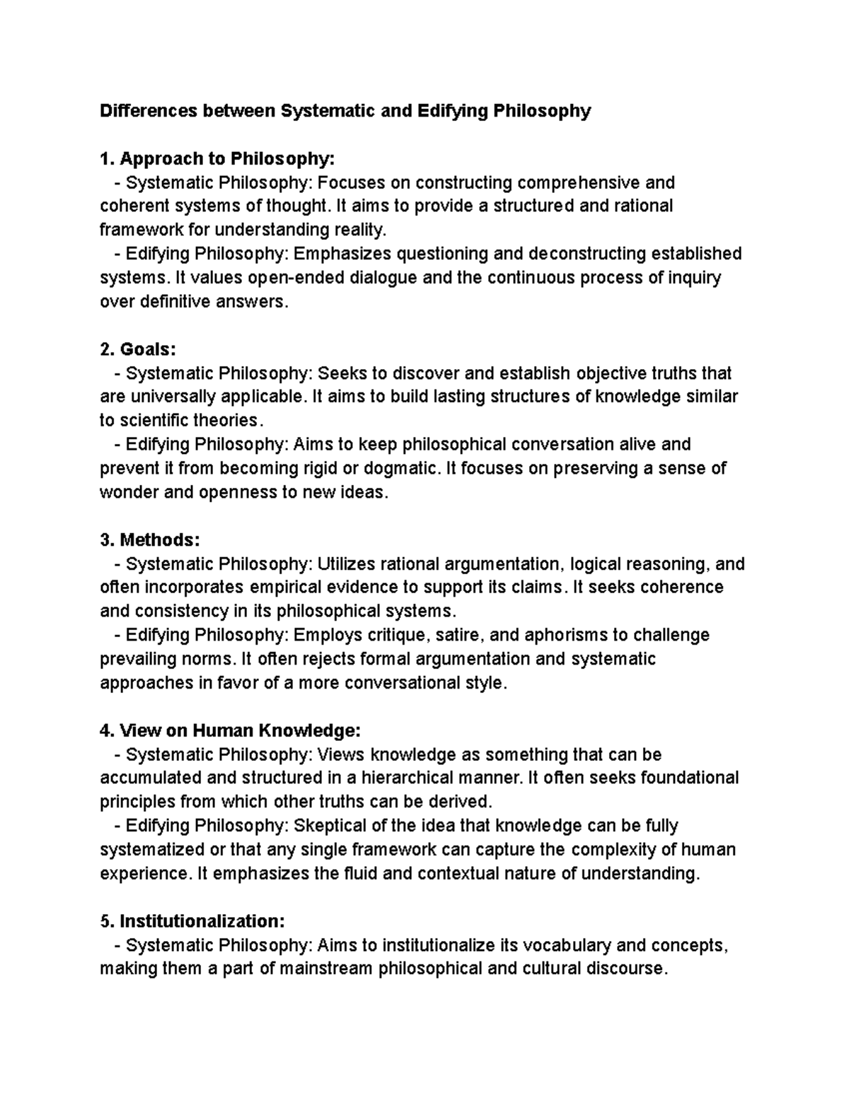 Systematic and Edifying Philosophy - Differences between Systematic and ...