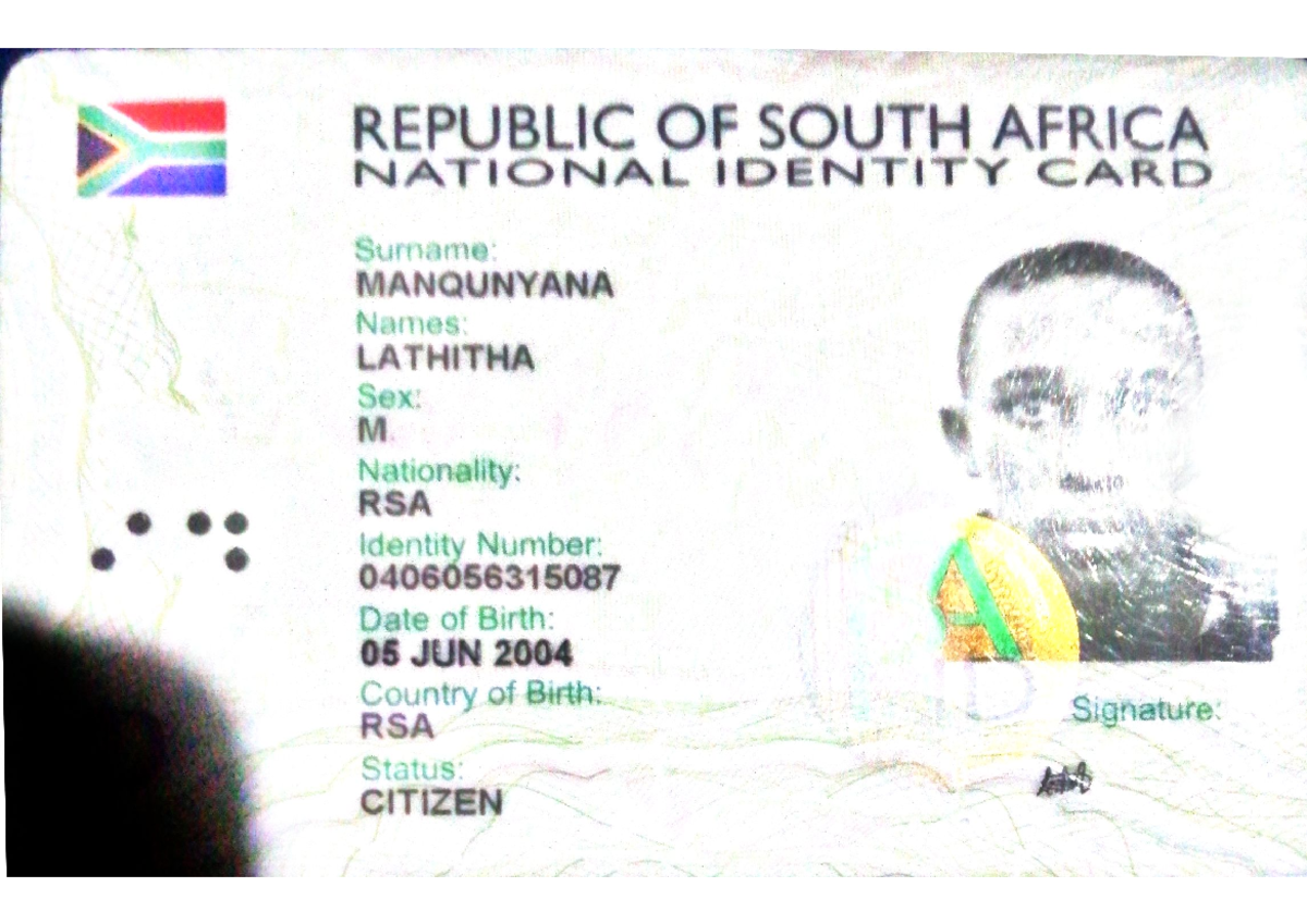 ID - Please give as much information. - REPUBLIC OF SOUTH AFRICA ...
