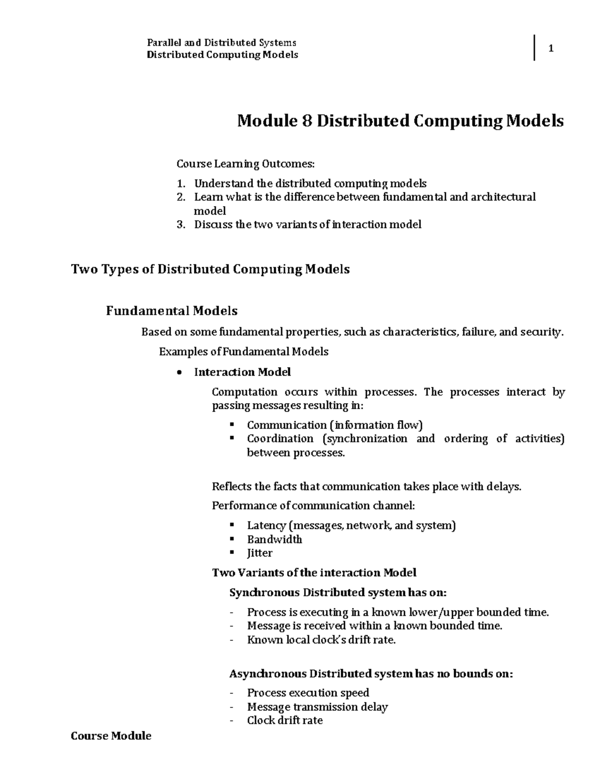 Week 12 - Distributed Computing Models - Parallel and Distributed ...