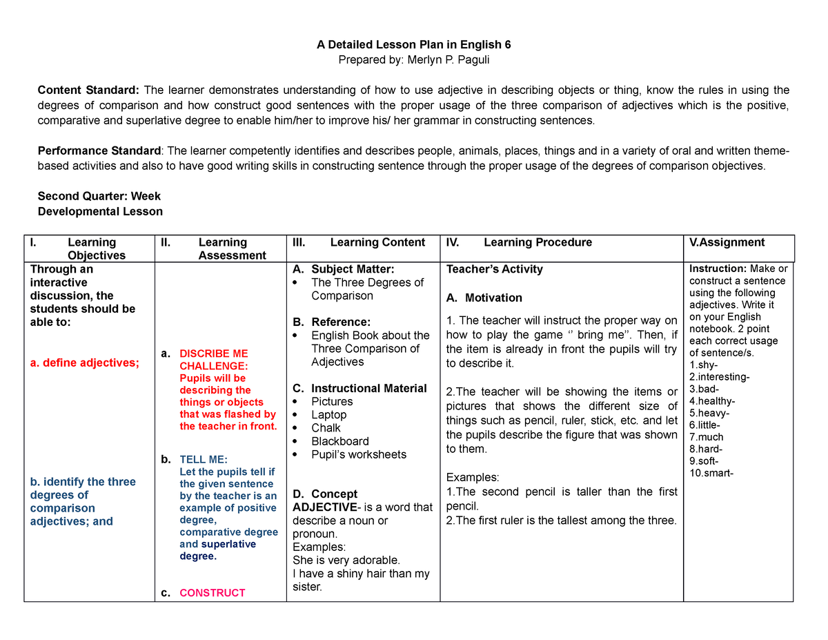 a-detailed-lesson-plan-in-english-1-paguli-content-standard-the-learner-demonstrates-studocu