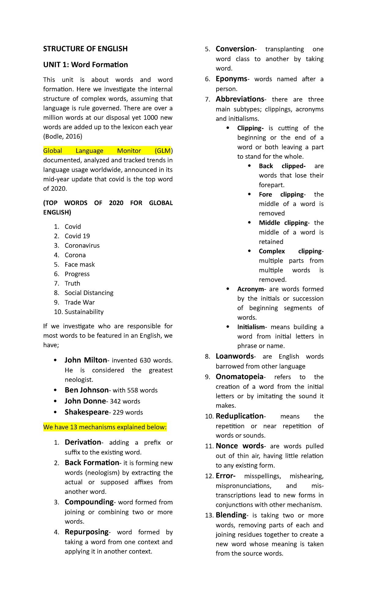 structure-of-english-reviewer-structure-of-english-unit-1-word