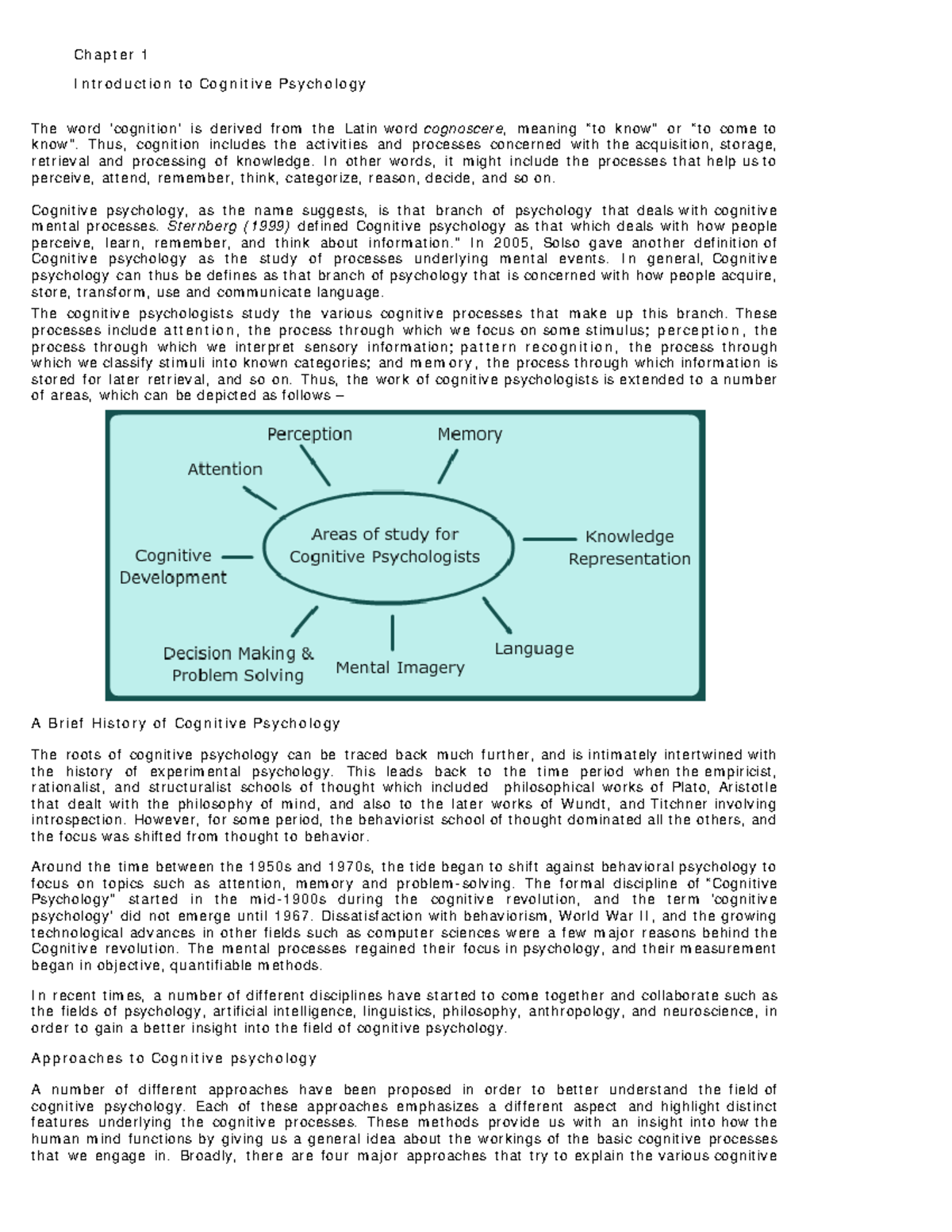 Lecture 1- Introduction To Cognitive Psychology Notes - Chapter 1 ...