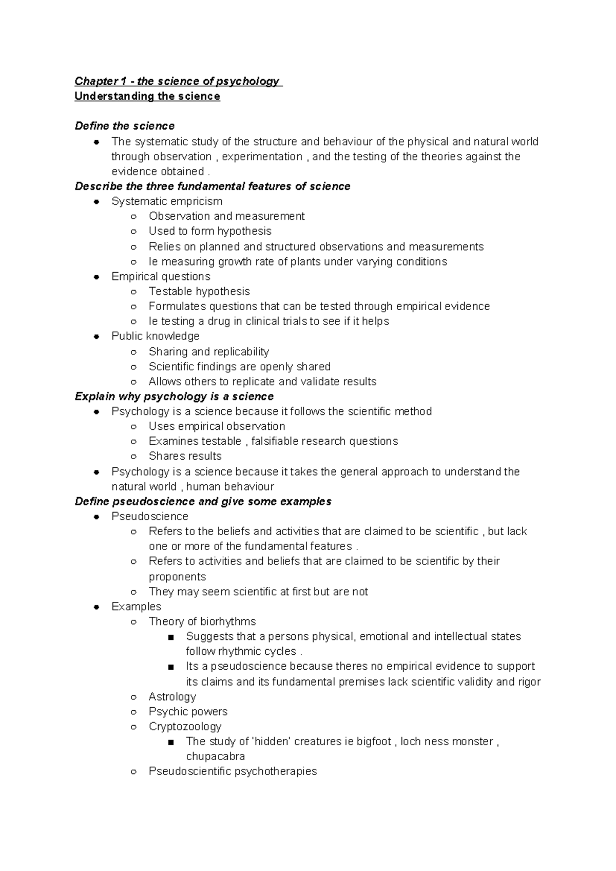 Chapter 1 - the science of psychology - Chapter 1 - the science of ...