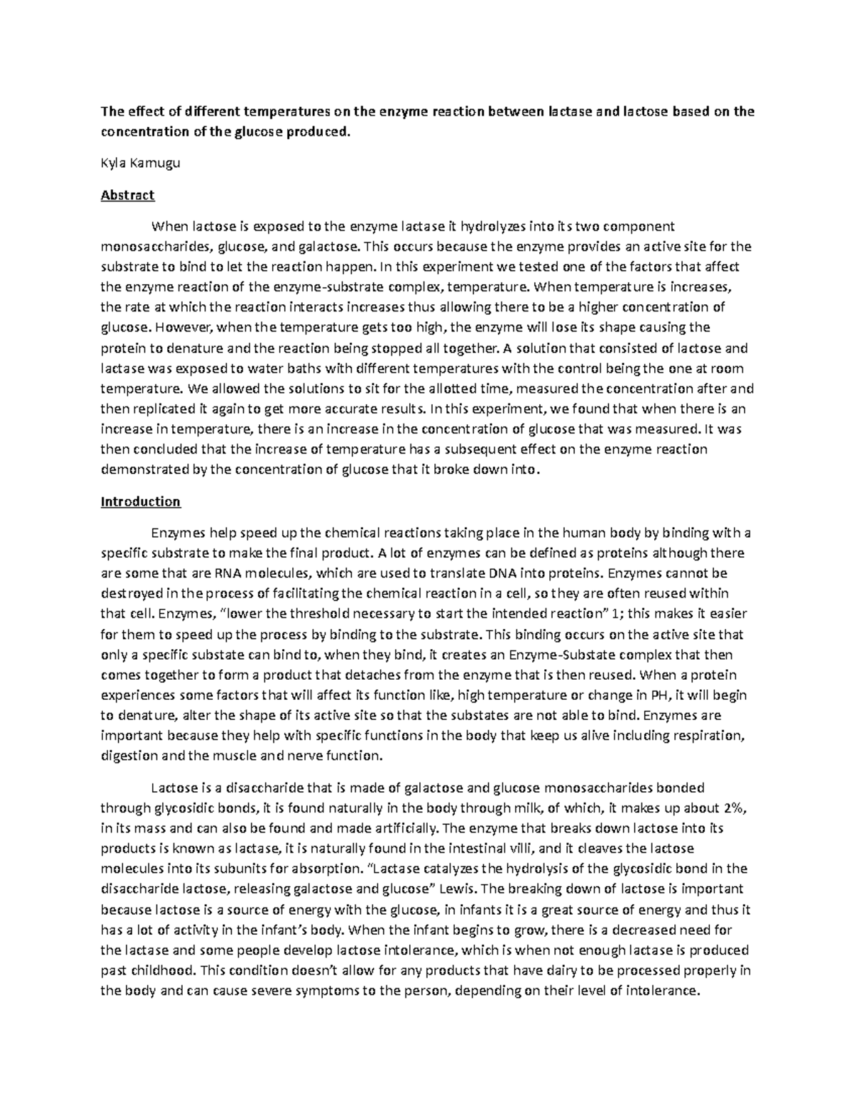 Enzymes Lab report BIO 10701 QCC Studocu