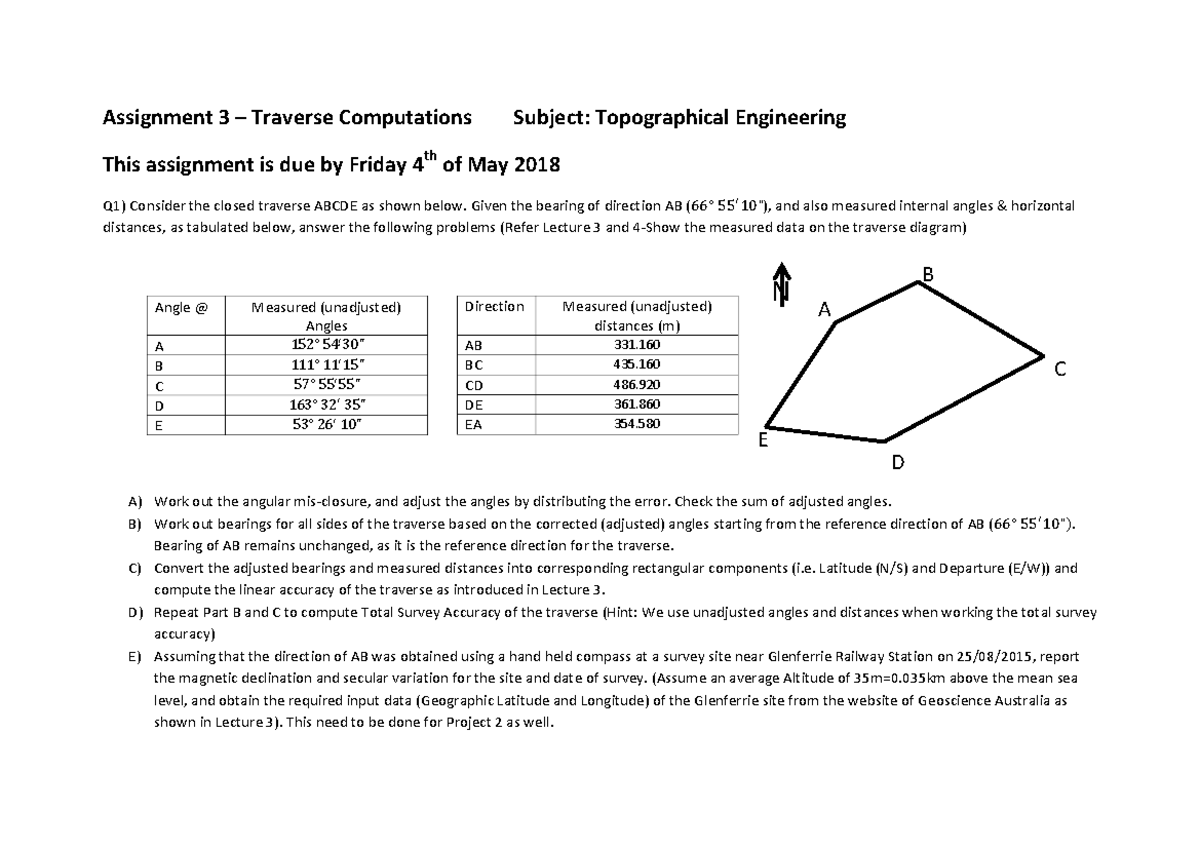 Assignment 3- Traverse Computations S1-2018-1 - Warning: TT: undefined ...