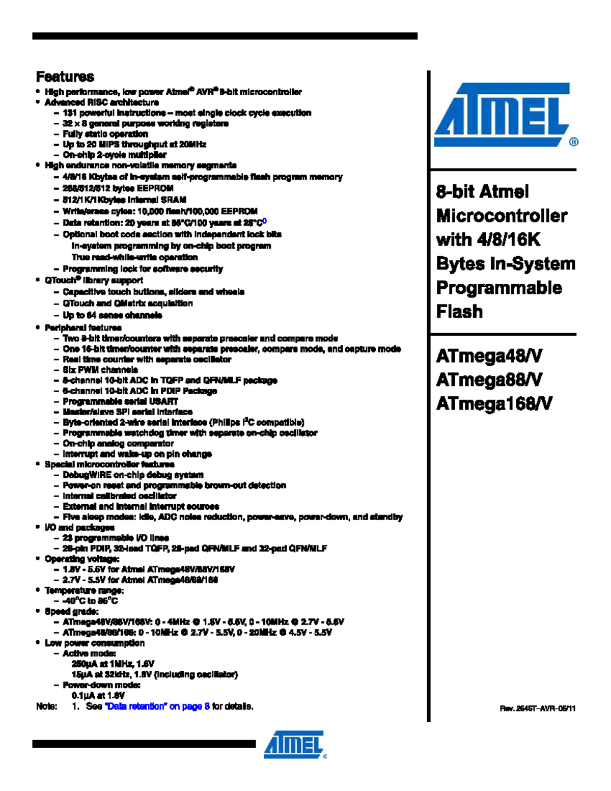 Datasheet Atmega 88 PDIP - Electronica - Studocu