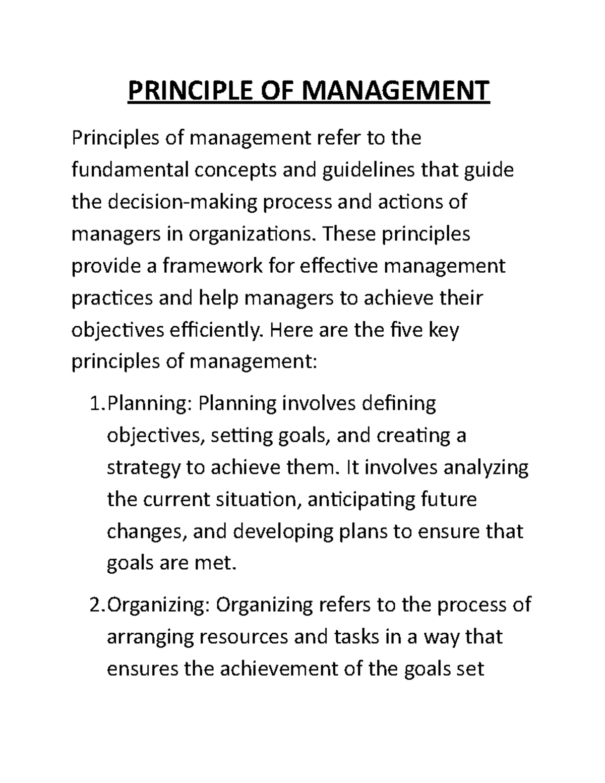 Principle OF Management PRINCIPLE OF MANAGEMENT Principles of management refer to the
