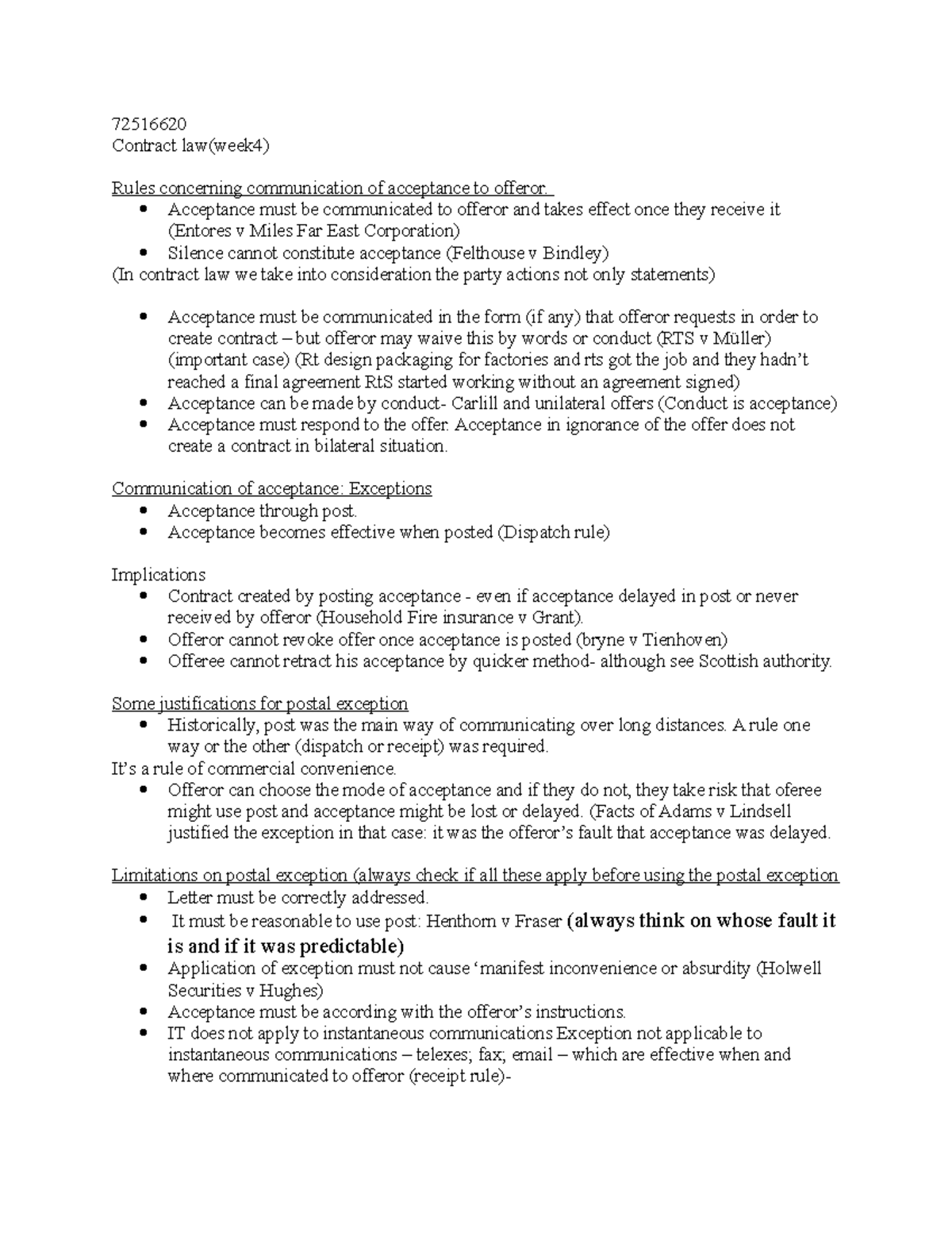 Contract Law Notes Not That Detailed 72516620 Contract Law week4 