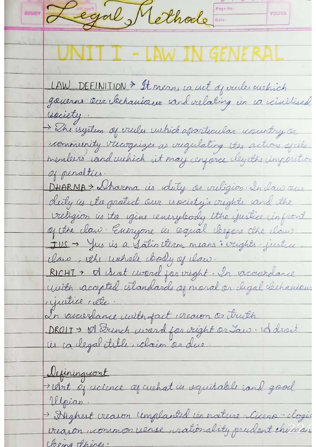LM NOTE - It's all about legal method - Legal method ( BA LLB ...