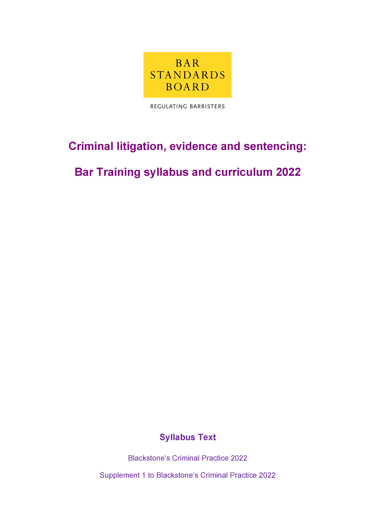 NEW Bar Training Criminal Litigation Syllabus 2022 - Blackstone's 2022 ...