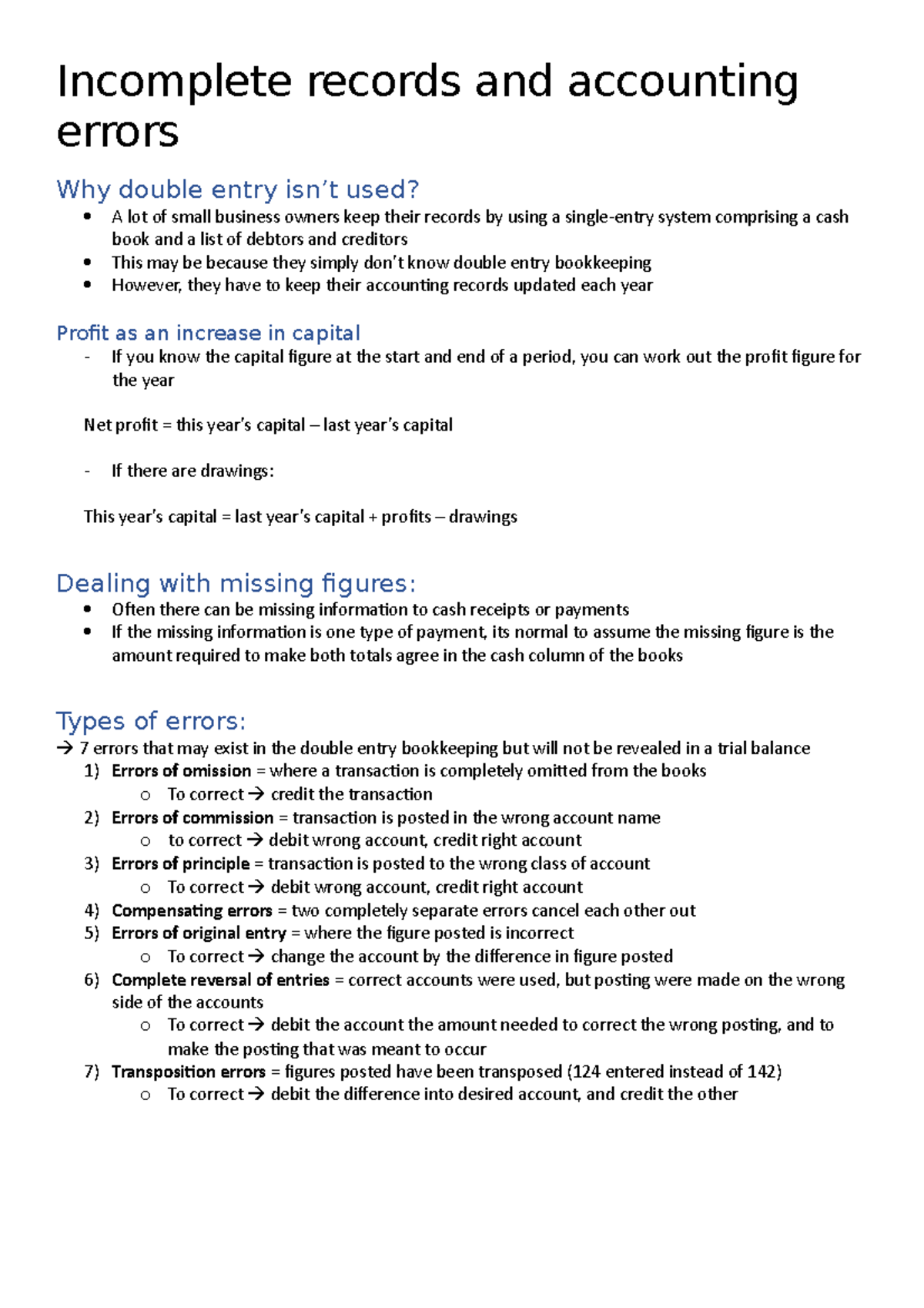 Incomplete Records And Accounting Errors (Wk10) - Incomplete Records ...