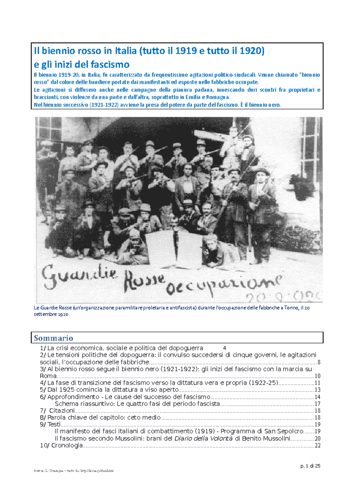 Dopoguerra In Italia E Avvento Del Fascismo - Il Biennio Rosso In ...