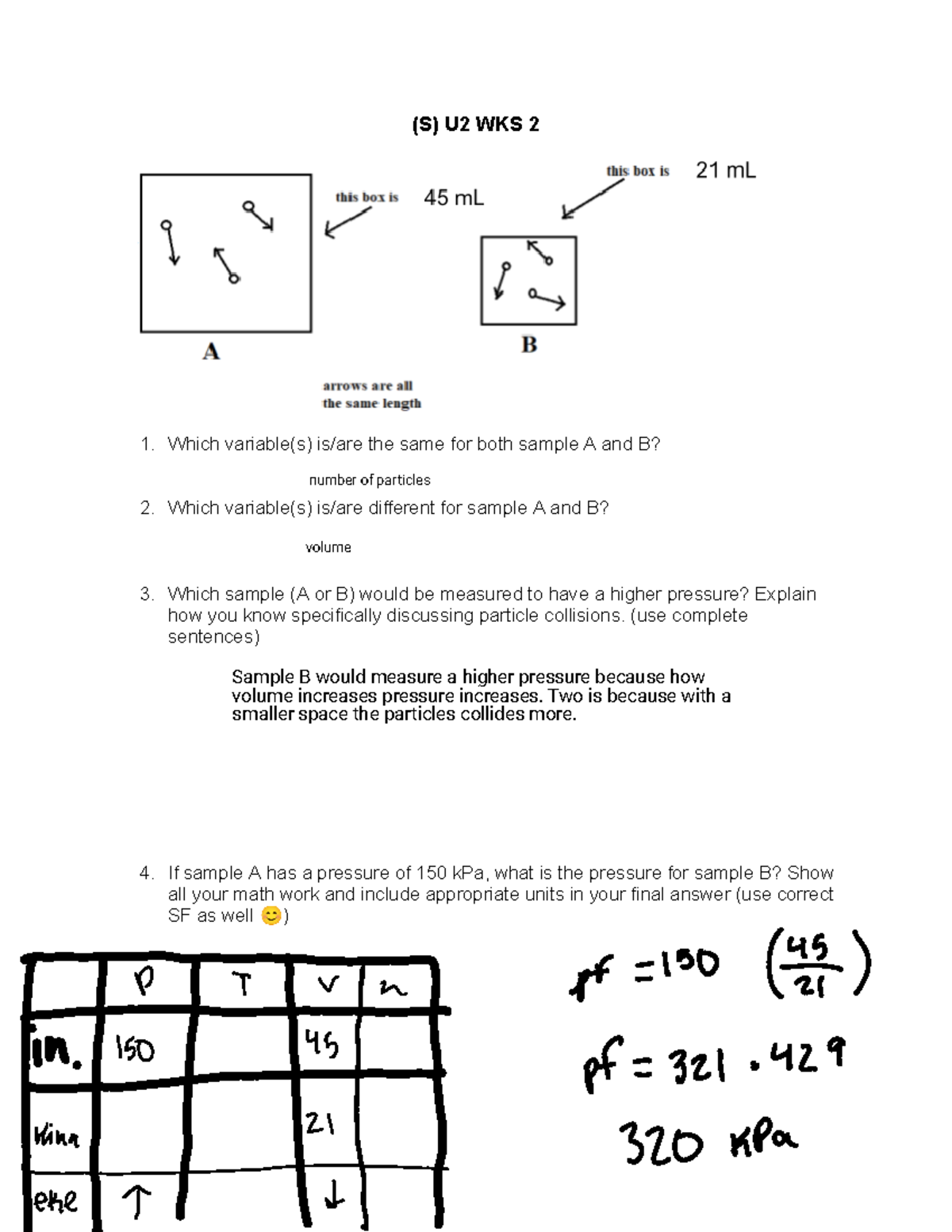 Unit 3 worksheet 2 (S) U2 WKS 2 Which variable(s) is/are the same for
