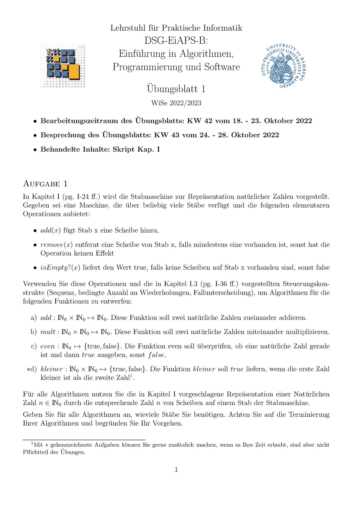 EIAPS Uebungsblatt 1 - Lehrstuhl F ̈ur Praktische Informatik DSG-EiAPS ...