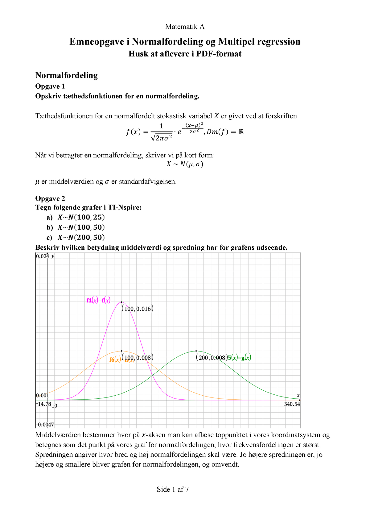 Emneopgave I Normalfordeling Og Multipel Regression - Mat A ...