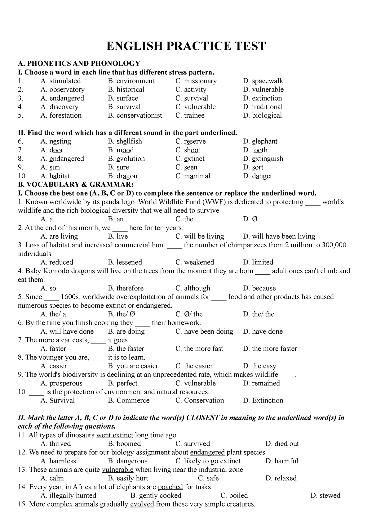 assignment 8 english practice test