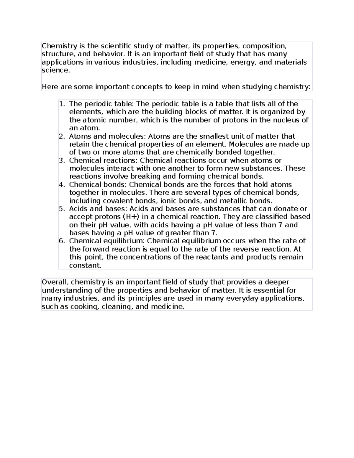 Chemistry Notes - Chemistry is the scientific study of matter, its ...