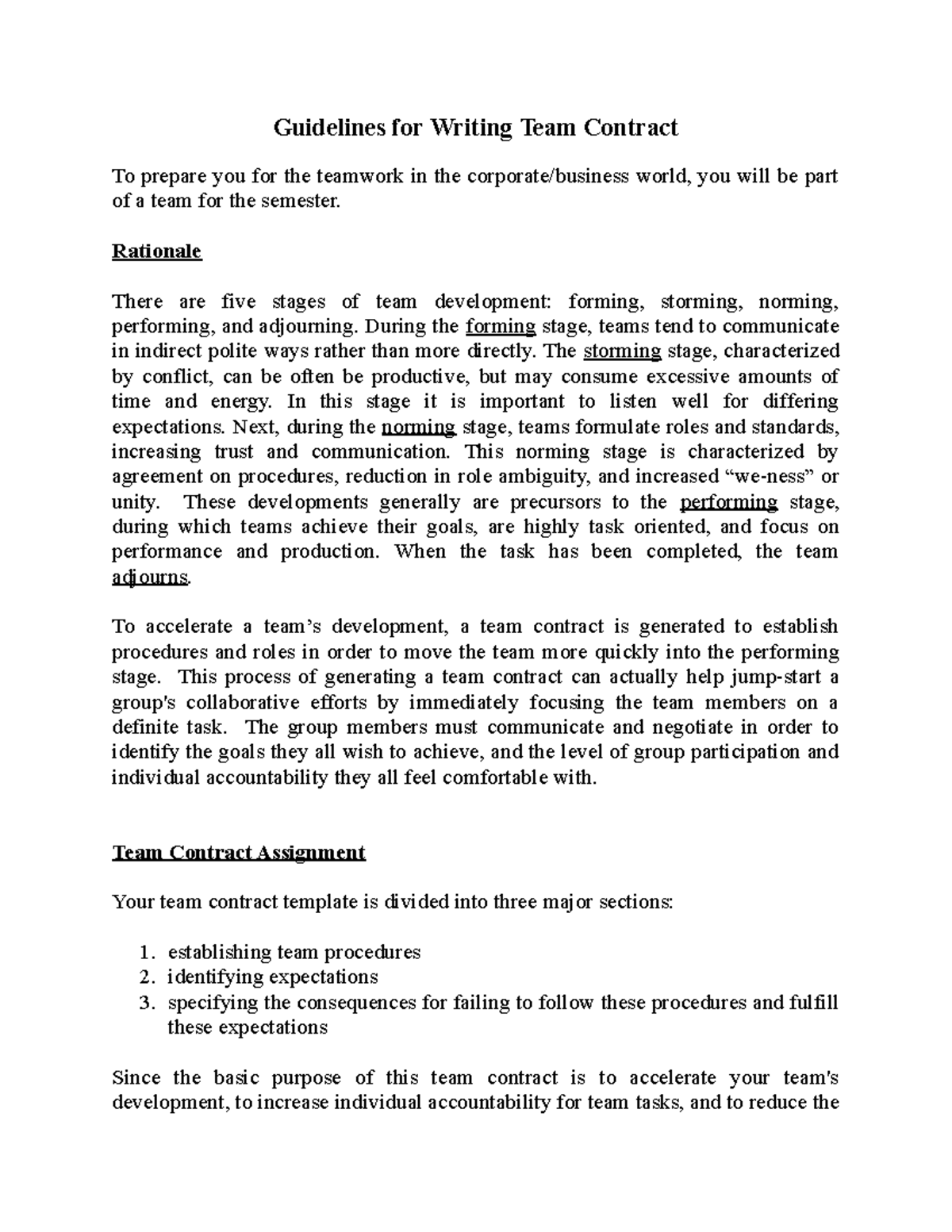 Team Contractand Class Eval Criteria BAM 101 Guidelines for Writing