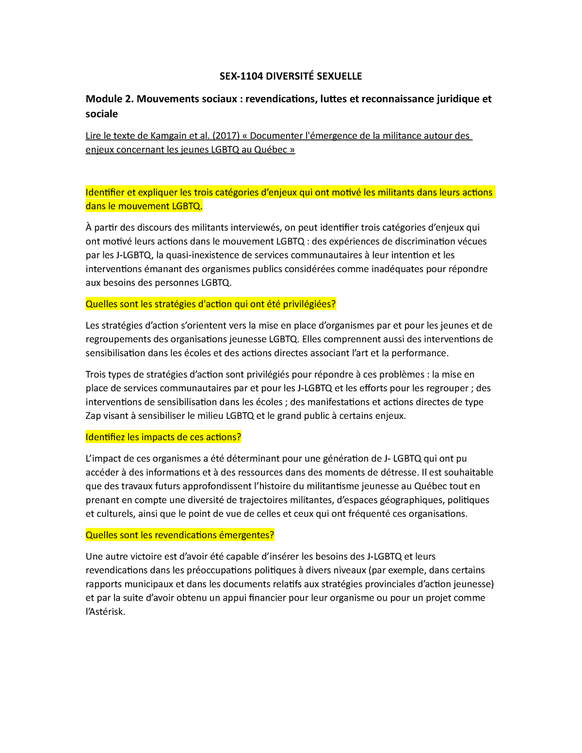 Sex 1104 Module 2 Texte Kamgain Et Al Sex 1104 DiversitÉ Sexuelle Module 2 Mouvements Sociaux