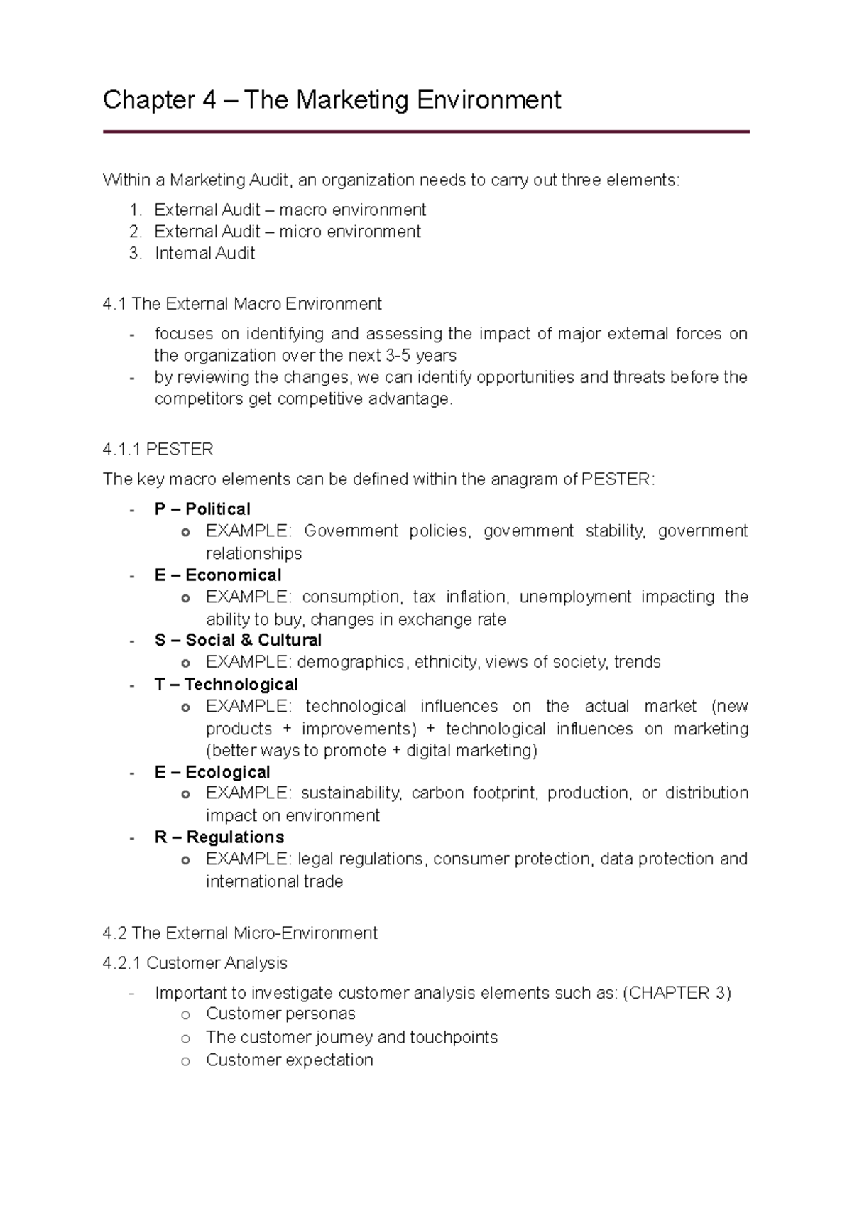 Chapter 4 Notes - Chapter 4 – The Marketing Environment Within A ...